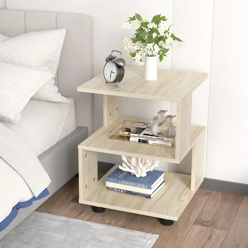 Miniatura 8 de Jerry & Maggie Magic Cube - Mesita de noche moderna para dormitorio, armario de noche individual, 1 paquete de mesita de noche de madera de mediados