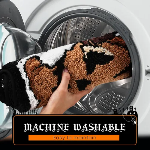 Miniatura 8 de Tapete de baño de gato negro, fantasma, calabaza, 21 x 32 pulgadas, suave y absorbente, tapete de baño de Halloween, antideslizante, lavable