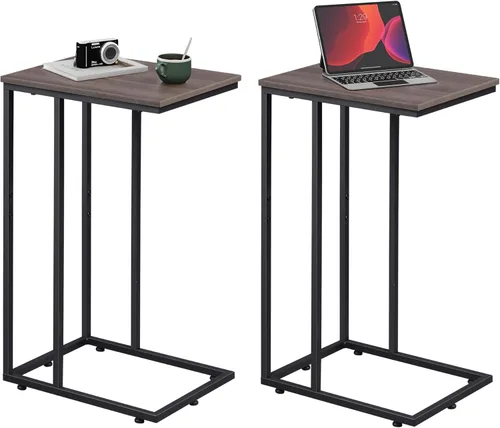Miniatura 15 de WLIVE Mesa auxiliar negra, mesa auxiliar en forma de C para dormitorio, oficina en casa, dormitorio, mesa de sofá de sala de estar, mesa de bandeja