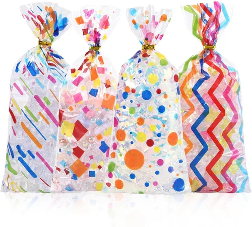 Miniatura 31 de 100 bolsas de celofán, bolsas de celofán transparente de 4 x 6 pulgadas, 100 lazos dorados, para galletas, chocolate, panadería, recuerdos