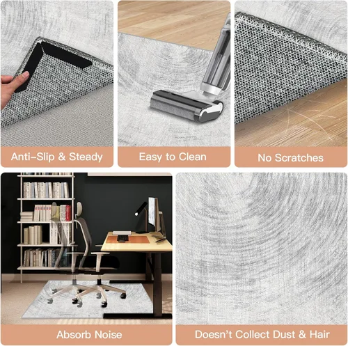 Miniatura 4 de Tapete para silla de oficina para suelo de madera dura, antideslizante, Hi-Q, tapete para silla de escritorio para suelos de madera dura y baja