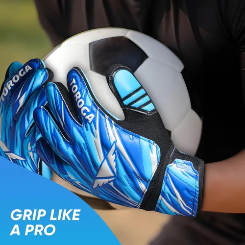 Miniatura 6 de Guantes de portero – Guantes de fútbol de agarre fuerte con protección doble en la cintura y palma de látex antideslizante – Cómodos para niños, Cian