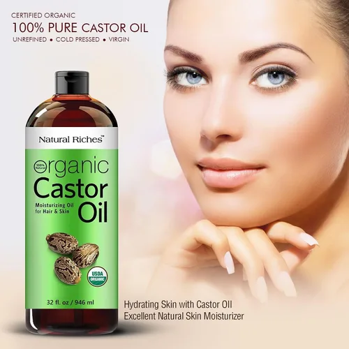 Miniatura 9 de Natural Riches Aceite de ricino orgánico, prensado en frío, certificado USDA para piel seca, pérdida de cabello, caspa, crecimiento del cabello