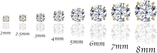 Miniatura 6 de 14kt Solid Yellow Gold Superbright Clear Cz Basket Setting Round Screwback Stud Earrings