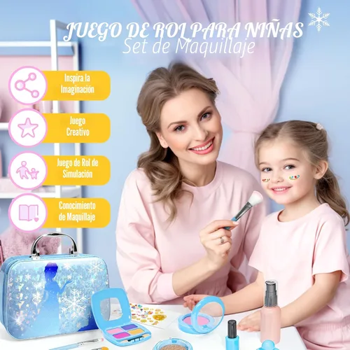 Miniatura 7 de INNOCHEER Maquillaje de Simulación para Niños Pequeños, Maquillaje Falso para Niñas Pequeñas, Juego de Maquillaje de Frozen para Niñas, Regalos