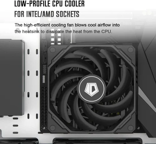 Miniatura 7 de ID-COOLING IS-55 Negro Enfriador de CPU de Bajo Perfil Enfriador de Aire de CPU de 57mm de Altura 5 Heatpipes Ventilador Delgado de 120x120x15mm