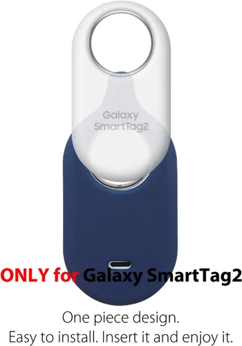Miniatura 2 de Funda de silicona para Galaxy SmartTag2 con llavero, paquete de 2 fundas protectoras antiarañazos con mosquetón (azul marino/gris)