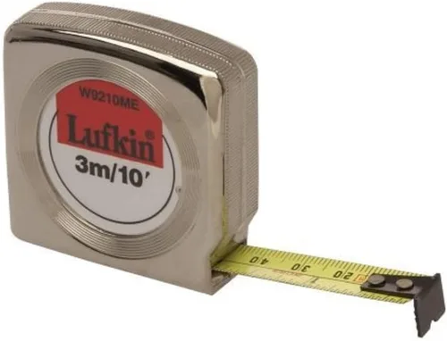 Crescent Lufkin W9210ME - Cinta métrica de retorno de potencia con revestimiento de color amarillo métrico SAE/METRIC, 1/2" x 9.8 ft/10' Mezurall®
