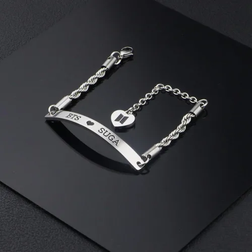 Miniatura 3 de WENATA Kpop Bangtan - Pulsera de cadena para niños con texto en inglés "To Love Yourself Army SUGA J-Hope JIN V Jimin RM JK, pulsera de cadena