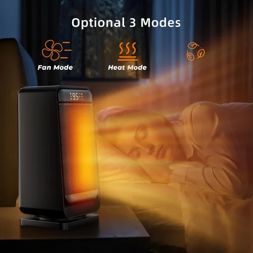 Miniatura 4 de ZAFRO Calentador de espacio oscilante de 70° de 1500 W para uso en interiores, calentadores portátiles con pantalla digital y termostato