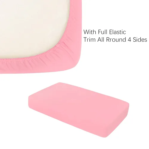 Miniatura 2 de NTBAY - Sábana bajera ajustable para cuna para bebé, color sólido y suave, 28.0 x 52.0 pulgadas Rosa