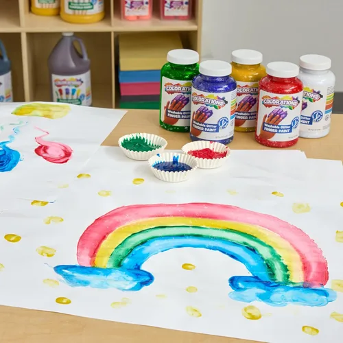 Miniatura 8 de Colorations Pintura de Glitter Lavable Azul, 16oz - Gran Experiencia Sensorial para Niños Pequeños y Bebés, No Tóxica