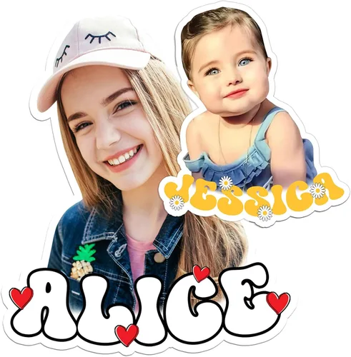 Miniatura 9 de Calcomanía de foto personalizada, calcomanías de novia, novio, nombre de foto personalizada, calcomanía de vinilo impermeable para botella de agua