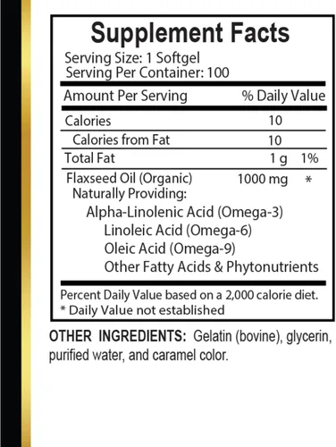 Miniatura 5 de Aceite de linaza puro de 1000 mg – Fórmula natural prensada en frío – Fuente de omega-3 y omega-6 a base de plantas sin OMG – Apoyo energético – 1