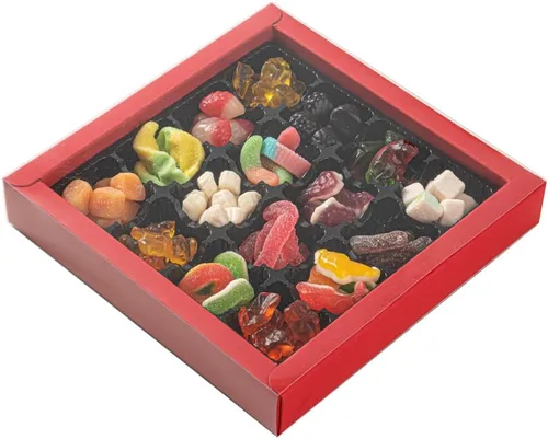 Miniatura 13 de Restaurantware Sweet Vision Cajas cuadradas de dulces de 9.1 x 9.1 x 1.6 pulgadas, 100 cajas de regalo desechables para panadería, 16 compartimentos