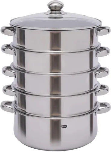 Miniatura 4 de Vaporizador de alimentos multiusos de 5 niveles de acero inoxidable con tapa, olla para cocinar verduras y cocinar al vapor de 11.0 in/11 pulgadas