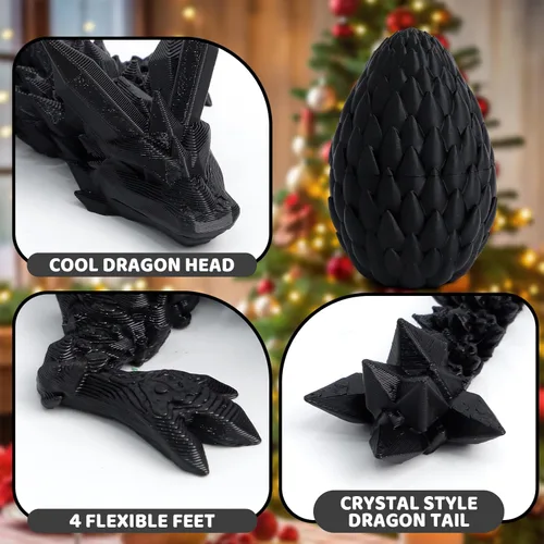 Miniatura 5 de Huevo de dragón 3D – Huevo de Pascua con dragón flexible en el interior, gran regalo impreso en 3D, decoración de figuras, juguete de escritorio