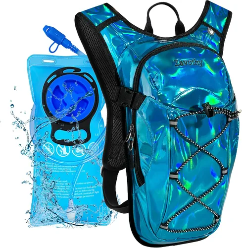 Miniatura 11 de Mochila de hidratación reflectante, paquete de hidratación, mochila de agua con vejiga de hidratación de 2 litros, esencial para festivales, paquete