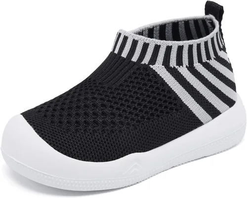 Engtoy - Zapatos tipo calcetín para caminar, antideslizantes y transpirables, pantuflas con suela de goma suave, tenis sin cordones para bebés,