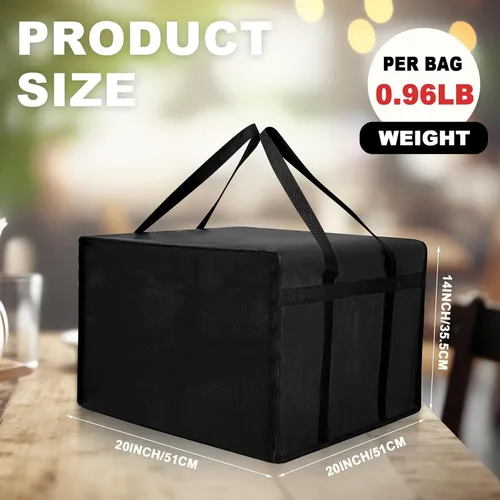 Miniatura 2 de Maxcheck 4 bolsas aisladas de entrega de pizza de 20 x 20 x 14 pulgadas, bolsas calentadoras de pizza reutilizables, aisladas, cajas enfriadoras