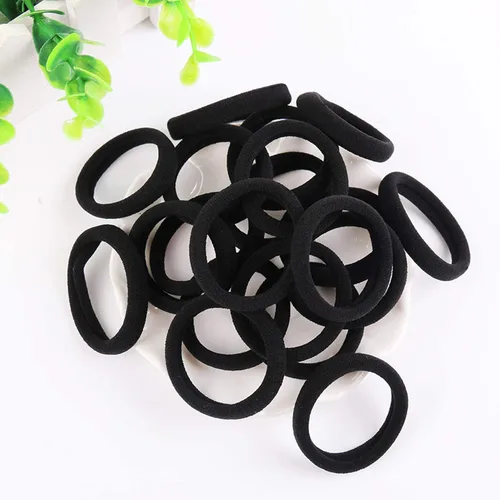 Miniatura 4 de Antye Lazo para el cabello, 100 unidades de ónix negro, algodón suave, sin costuras, elástico para cabello grueso o fino, sin enganches, abolladuras