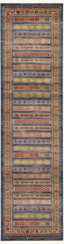 Miniatura 22 de Nomad Tapete contemporáneo de con estampado moderno tribal., Polipropileno, Azul