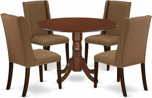Miniatura 23 de East West Furniture DLFL3-ABK-21 - Juego de mesa de comedor de 3 piezas contiene una mesa de cocina redonda con gotas y 2 sillas de comedor Parsons