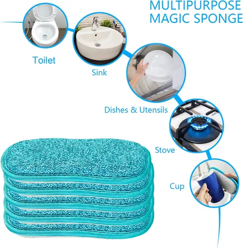 Miniatura 4 de 10 paquetes de esponjas de cocina para fregar sin rasguños, paños multiusos, esponja con un poder de estropajo resistente - Limpieza sin esfuerzo