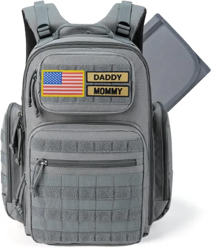 Miniatura 10 de MIRACOL Bolsa de pañales militar al aire libre: mochila de bebé de estilo táctico con bolsillos aislados y cambiador - Esenciales de senderismo