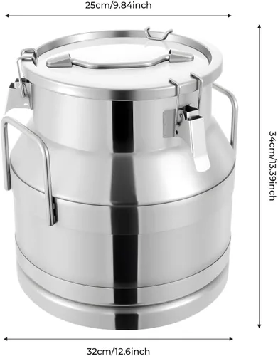 Miniatura 5 de Leche de acero inoxidable, 20L/5.28 galones, universal, hermético, de metal, para leche, contenedor de almacenamiento de líquidos, con tapa sellada