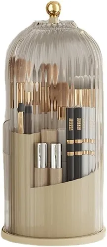 Miniatura 12 de Soporte giratorio para brochas de maquillaje con tapa transparente, organizador de brochas de maquillaje de 360° para todos los tamaños de pinceles