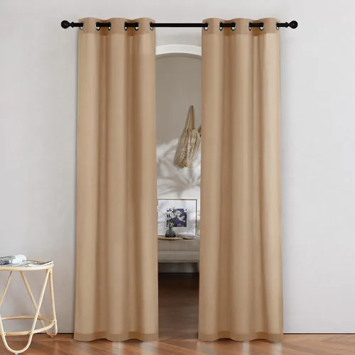 Miniatura 188 de NICETOWN Cortinas de lino natural con textura de lino para dormitorio, mezcla de lino rústica con ojales en la parte superior, semitransparentes