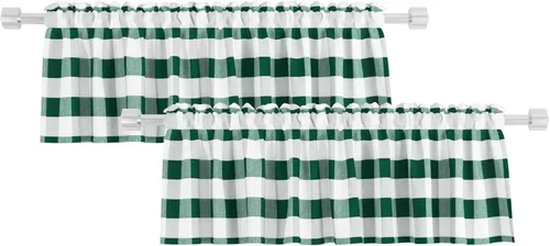 Miniatura 9 de 2 cenefas de cuadros de búfalo a cuadros para ventana de sala de estar, 16 pulgadas de largo, clásico dormitorio, baño, bolsillo para barra, cenefas