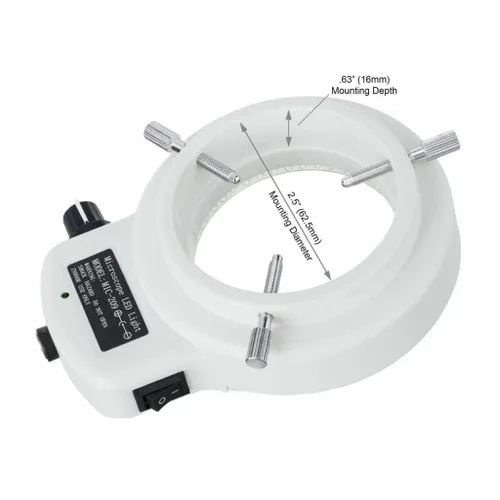 Miniatura 2 de AmScope anillo iluminador LED-144W-ZK blanco, ajustable, con 144 LED, para microscopio estéreo y cámara