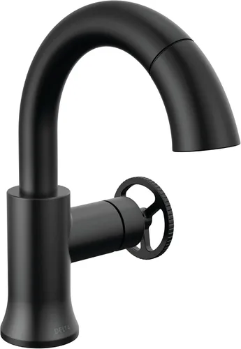 Miniatura 11 de Delta Trinsic - Grifo de baño de arco alto de 1 orificio con mango de rueda, níquel pulido, grifo de fregadero de baño de un solo agujero