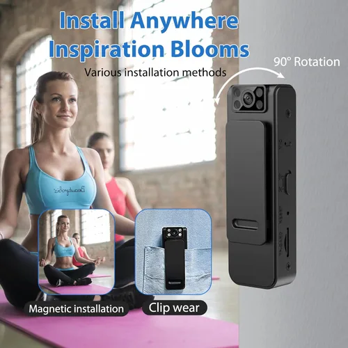 Miniatura 3 de Mini grabadora de video con cámara corporal, 1080P pequeñas cámaras ocultas portátiles portátiles con clip y visión nocturna, cámara con micro
