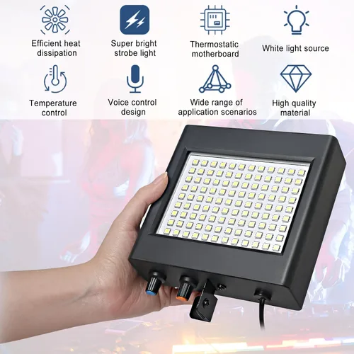 Miniatura 3 de Luz estroboscópica LED, 108 luces LED blancas intermitentes, flashbulb, estroboflash, estroboflash, cuerpo negro, uso para discoteca, salón