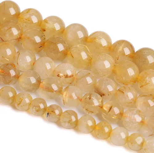 Miniatura 2 de 88 cuentas de cuarzo rutilado dorado de piedra natural de 4MM (5/32 de pulgada), gemas de grado 2A, cristal semiprecioso de actinolita, cuentas