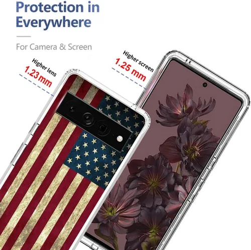 Miniatura 2 de Funda protectora para Pixel 7 Pro/Google 7 Pro, diseño de bandera transparente y bonita funda protectora de cuerpo completo para Google Pixel 7 Pro