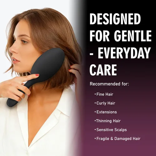 Miniatura 2 de Cepillo de cerdas de jabalí para mujeres, hombres y niños, cepillo desenredante para cabello grueso, adelgazamiento, seco o húmedo con alfileres
