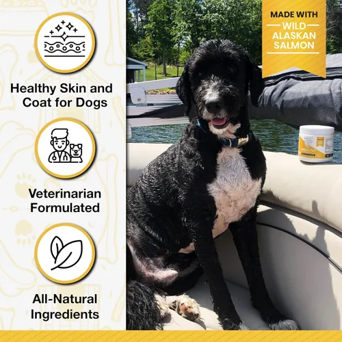 Miniatura 3 de Suplementos de aceite de pescado para perros, 60 vitaminas Omega 3 de aceite de pescado para perros, alivio de la picazón formulado por veterinarios
