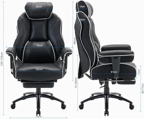Miniatura 2 de DJWang - Silla de oficina grande y alta con reposapiés, silla de oficina ejecutiva de respaldo alto, silla ergonómica de piel sintética con soporte