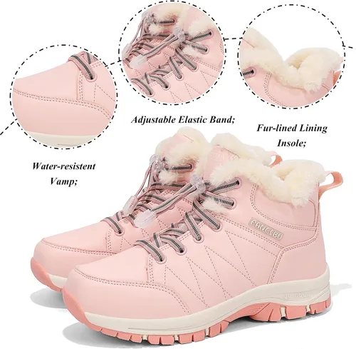 Miniatura 2 de Botas de nieve de invierno para mujer, botas de invierno para exteriores, cálidas, impermeables, botines para caminar y antideslizantes