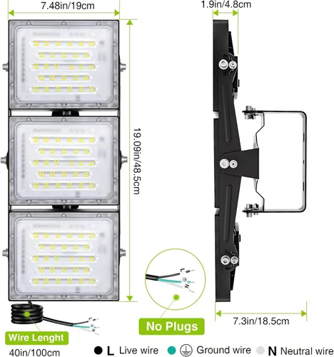 Miniatura 18 de STASUN - Luz de inundación LED para exteriores, 150 W, 15000 lúmenes, 6000 K, luz blanca IP66, impermeable, luz de estacionamiento comercial, 3