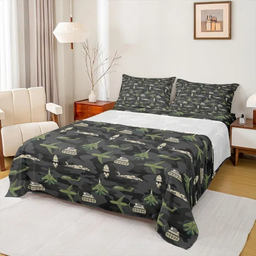 Miniatura 33 de Castle Fairy Juego de sábanas de motocross tamaño twin, juego de ropa de cama verde con diseño de panal ombré, decoración de habitación de niños