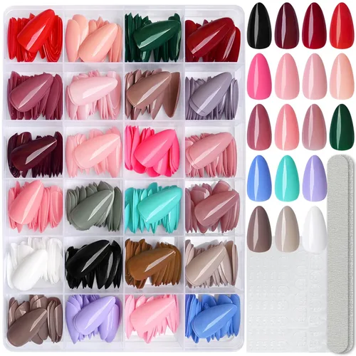 Miniatura 10 de LoveOurHome Uñas postizas a presión para mujer, uñas postizas con pestañas de pegamento, 576 unidades, uñas postizas a presión, uñas cortas