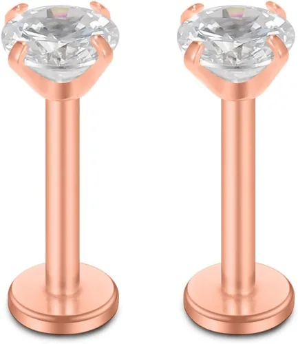 Miniatura 5 de SCERRING Anillos de labios de 16G con circonita cúbica transparente, Labret Monroe, anillo para labios, tragus, uñas, hélice, piercing de perno