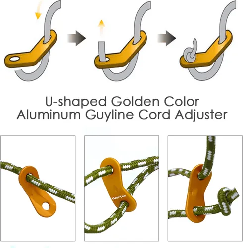 Miniatura 5 de GEERTOP Paquete de 6 cables de 0.197 in de Guy Lines ultraligeros con tensor de ajuste de aluminio, cuerdas para acampar al aire libre, lona de Verde