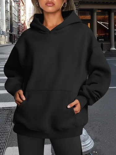 Miniatura 143 de Trendy Queen - Sudaderas extragrandes con capucha para mujer, suéteres de manga larga, sin botones, de vellón, de otoño, ropa de invierno