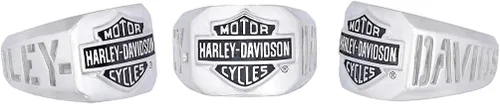 Miniatura 2 de Harley-Davidson Hombres H-D Cut Out Bar & Shield Emblema Anillo Plata HDR0327